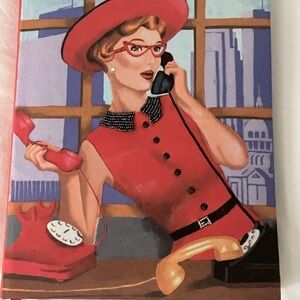 Vintage Retro Mad Men Vibe Red Journal  Hardcover Never Used Beaded Accents Y2K